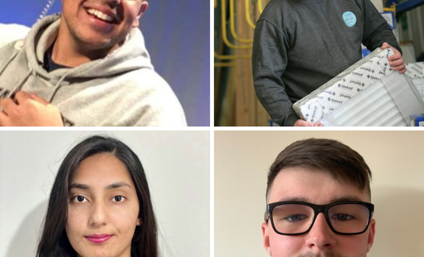 Photo of all four of our apprentices in four separate tiles