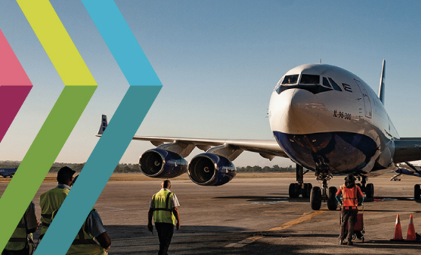 Have you considered working at an airport poster with plane and staff on it