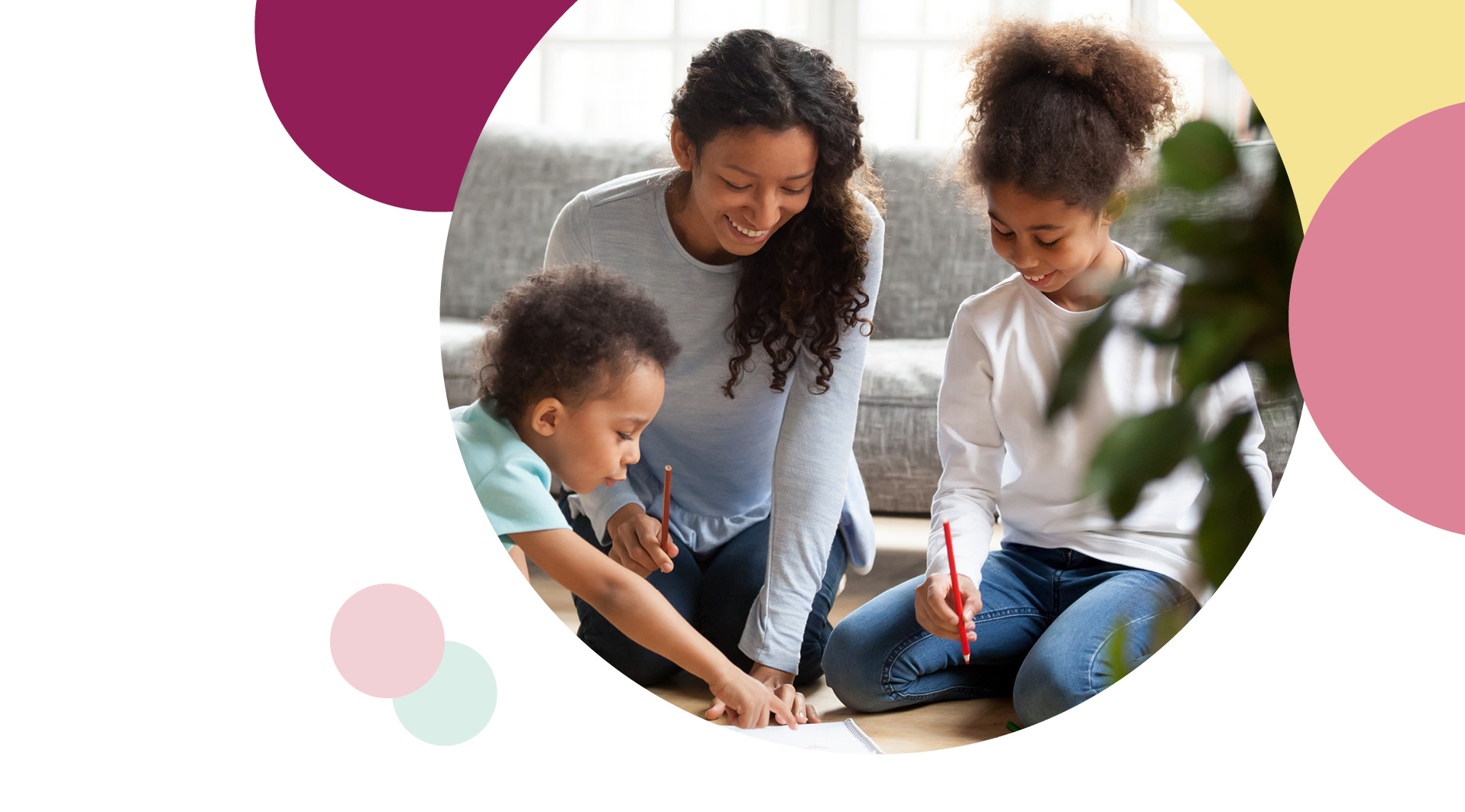 Family colouring in and drawing together