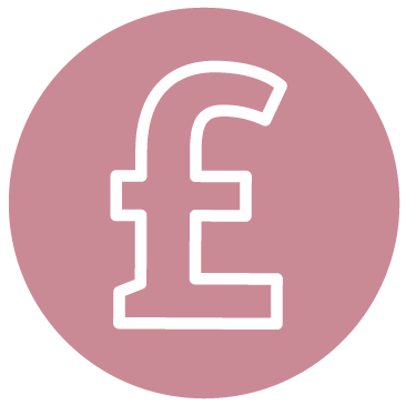 White pound sign in a pink background