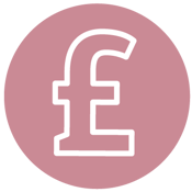 White pound sign in a pink background