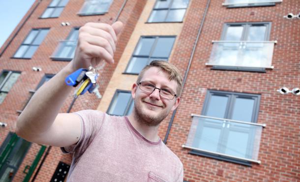Resident receiving his keys