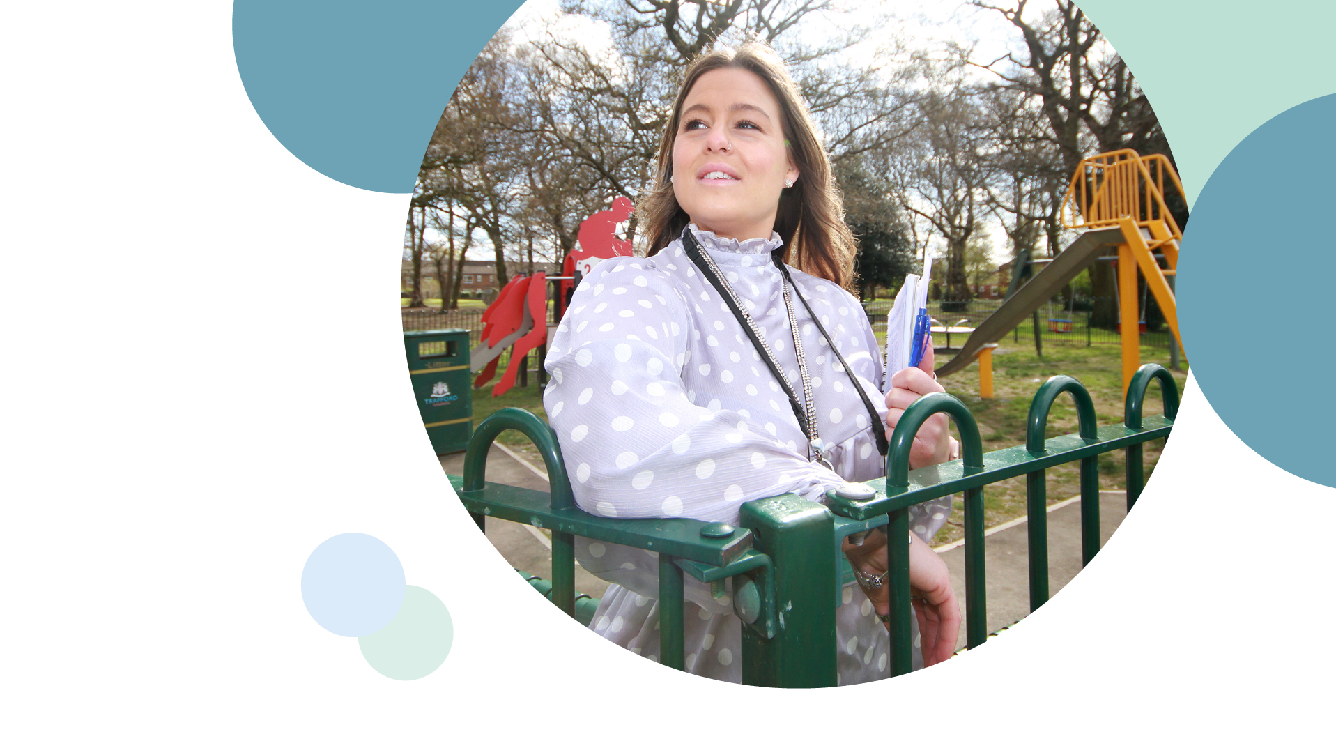 An Irwell Valley posing on a green fence