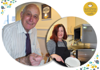 Man and Woman working in the Café