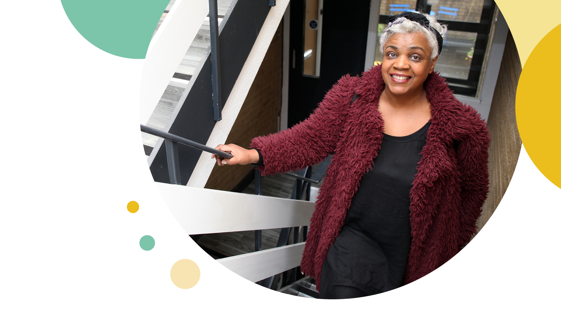 Woman walking up the stairs 