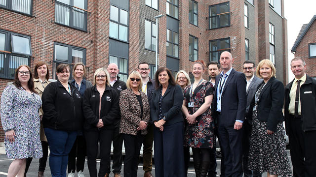 Irwell Valley employees posing for Official launch of new property