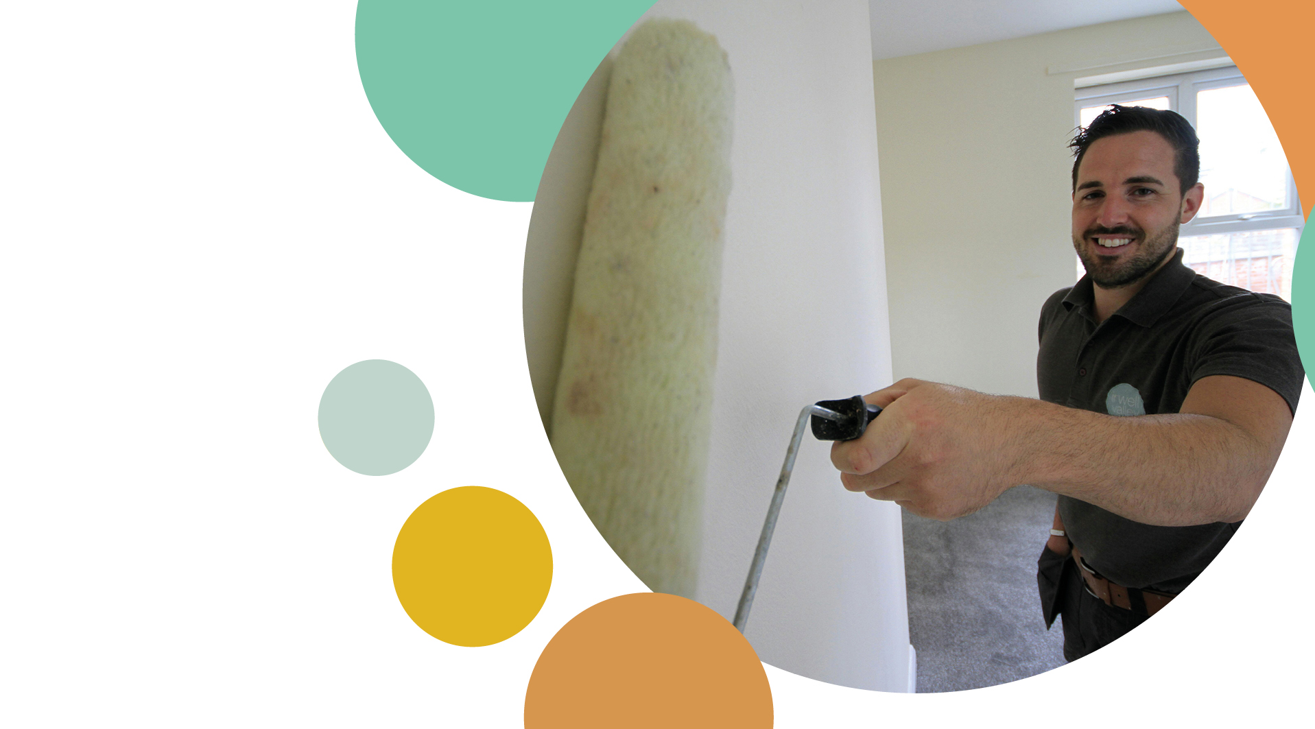 An Irwell Valley Employee paining with a roller