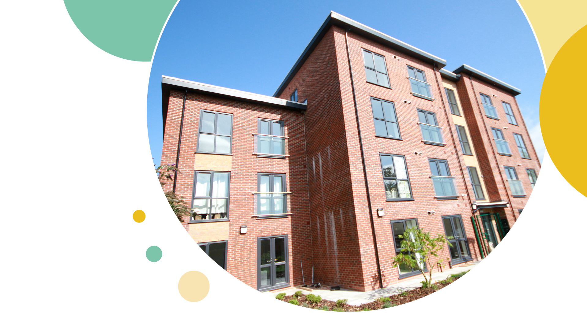 Our property with lots of glass windows and a large garden